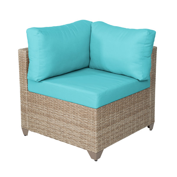 Ebern Designs Maui Outdoor Corner Sofa in Natural Aged Wicker Wayfair